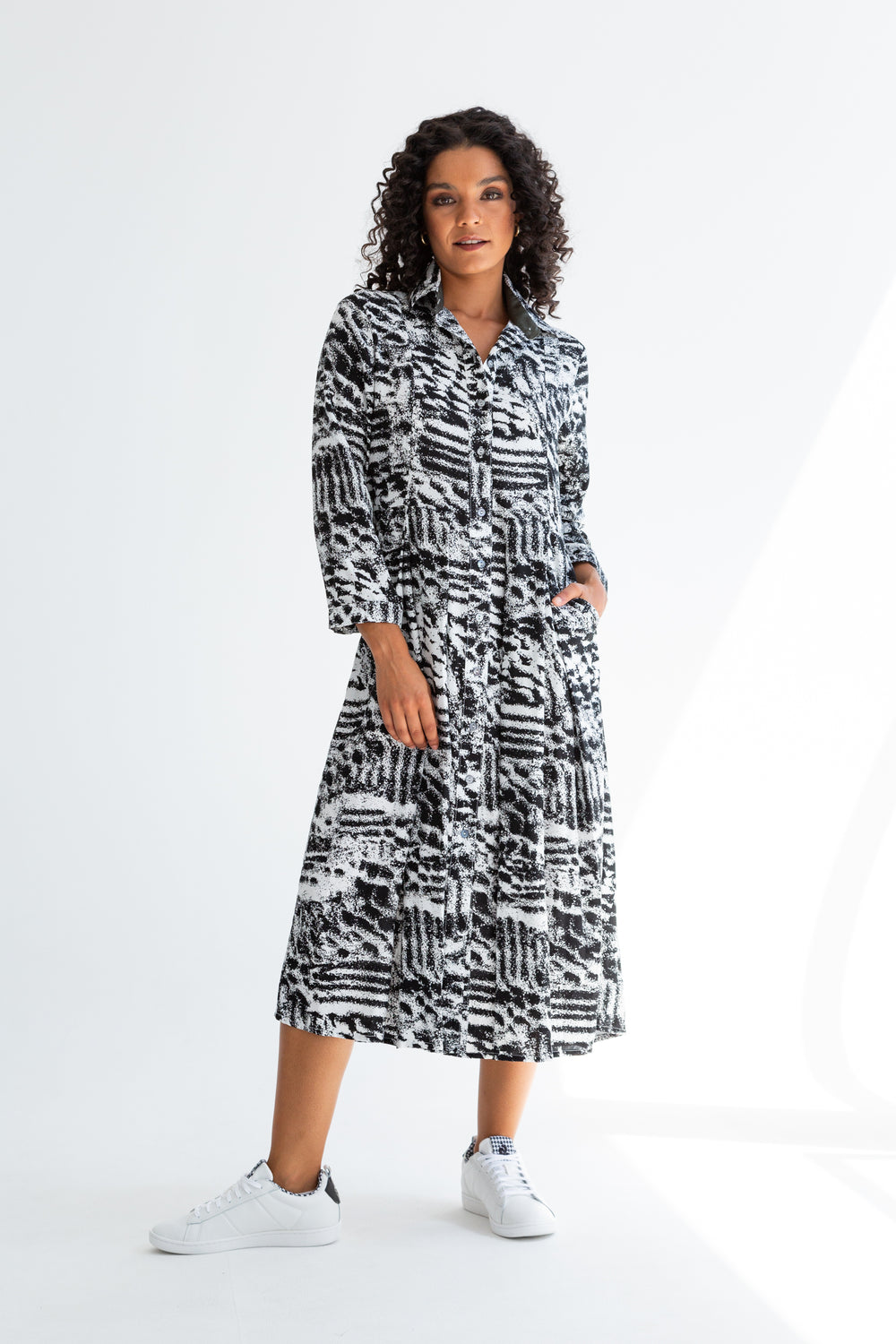 Delilah Dress Charcoal Print-DRESSES-kindacollection-Kinda