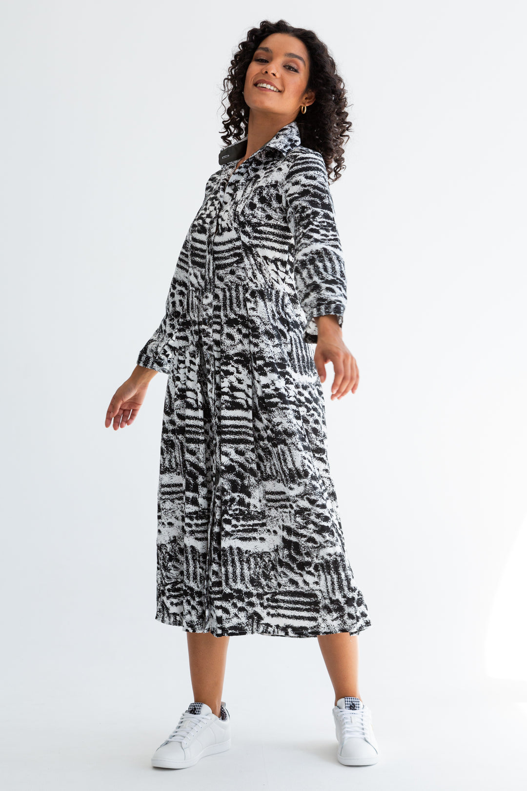 Delilah Dress Charcoal Print-DRESSES-kindacollection-Kinda