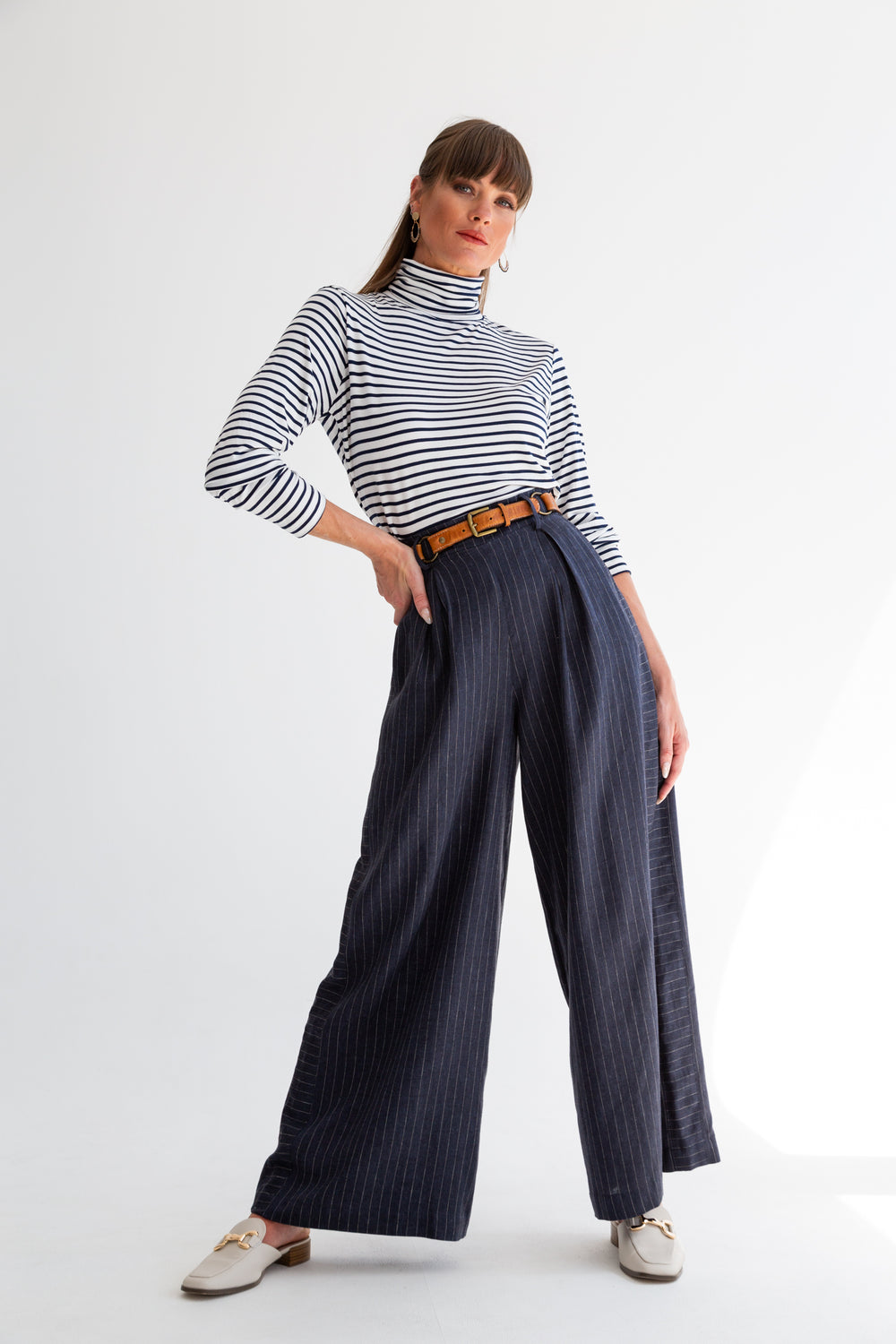 Slinky Poloneck Stripe-TOPS-kindacollection-Kinda