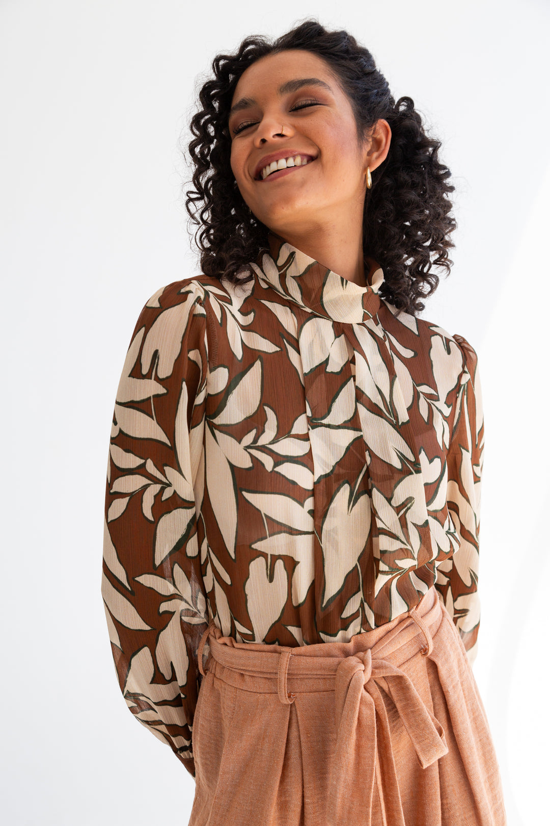 Dulcie Blouse Brown Floral-TOPS-kindacollection-Kinda