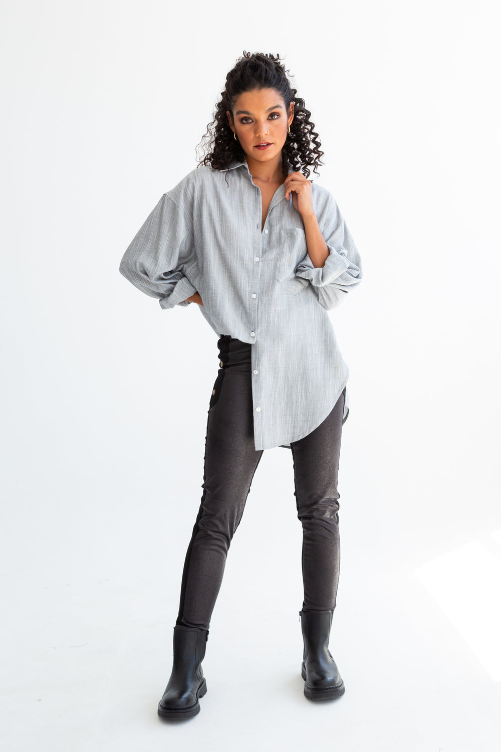 Charlotte Shirt Grey Slate-TOPS-kindacollection-Kinda