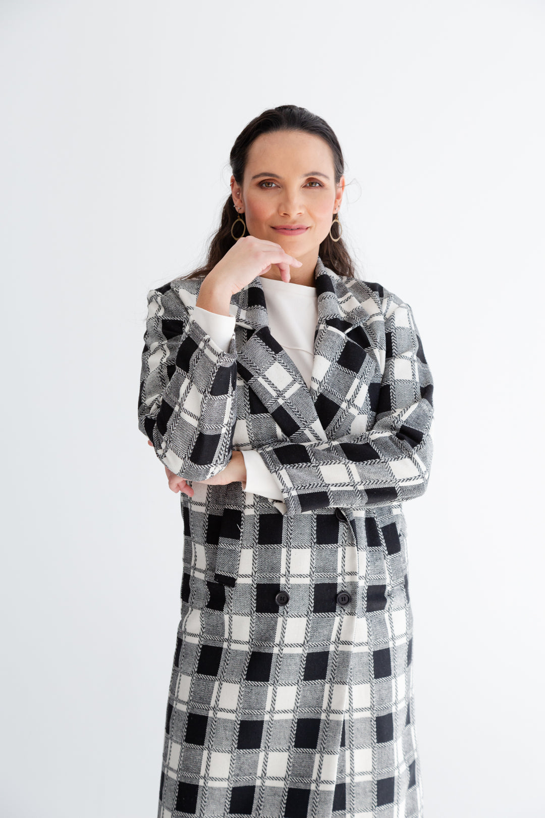 Emma Coat Black/White Check-LAYERING-kindacollection-Kinda