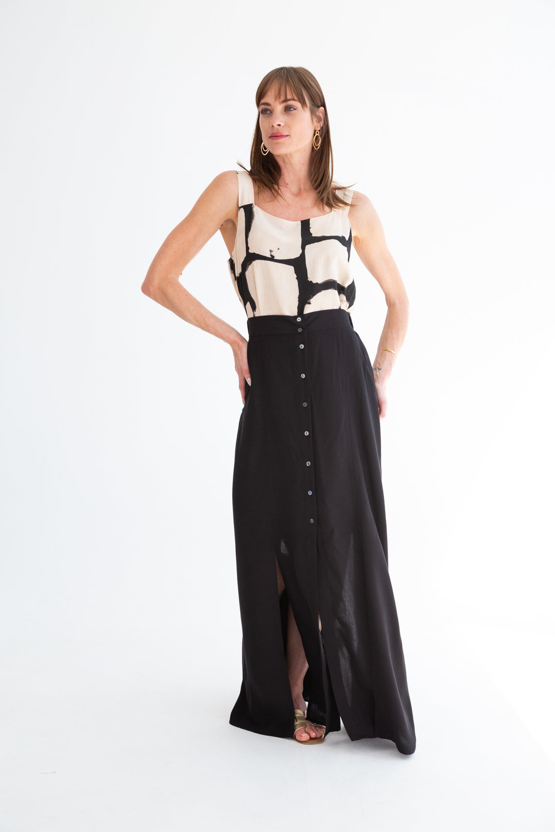 Santorini Skirt Black-SKIRTS-kindacollection-Kinda