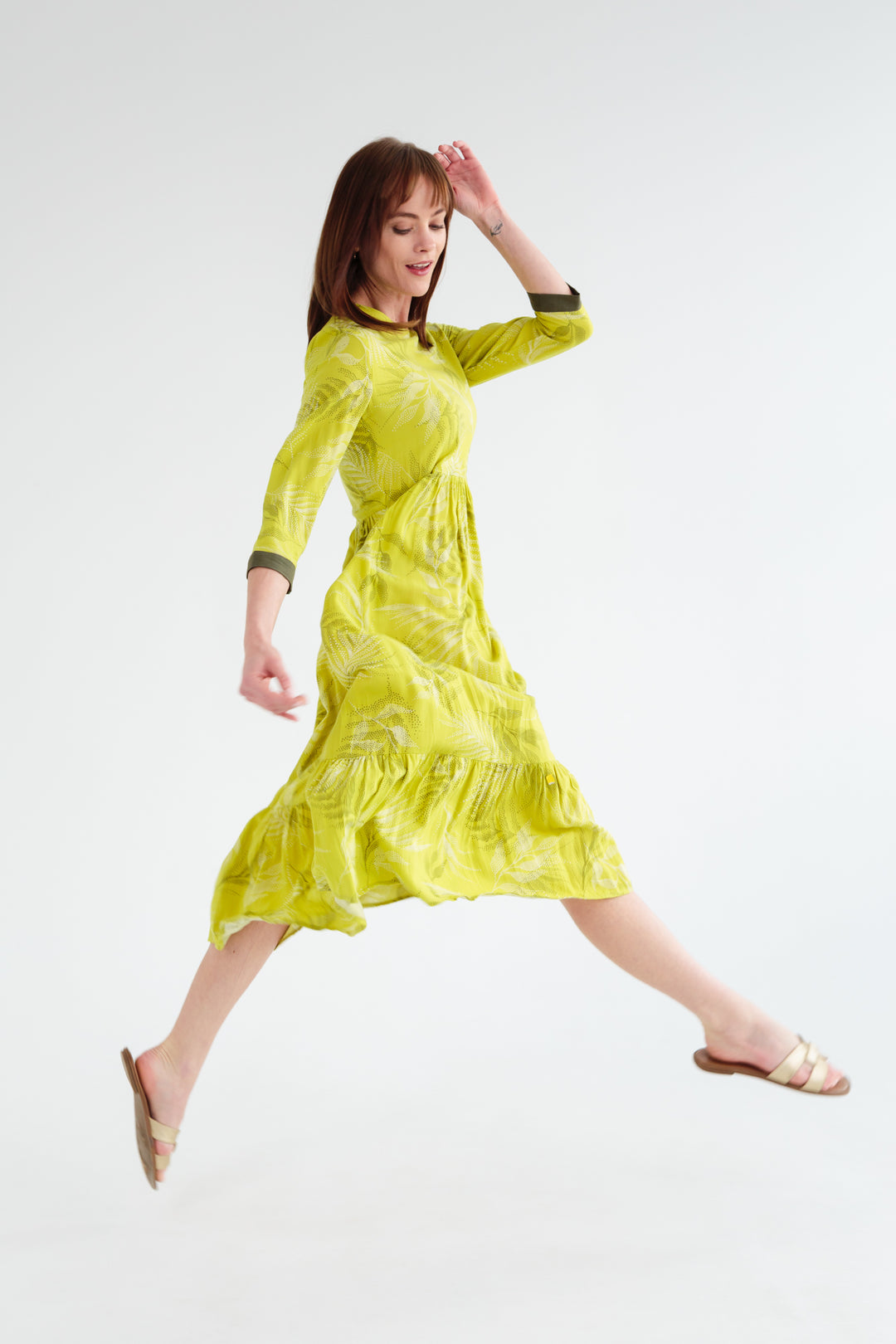 Tanner Dress Lime Polka Dot-DRESSES-kindacollection-Kinda