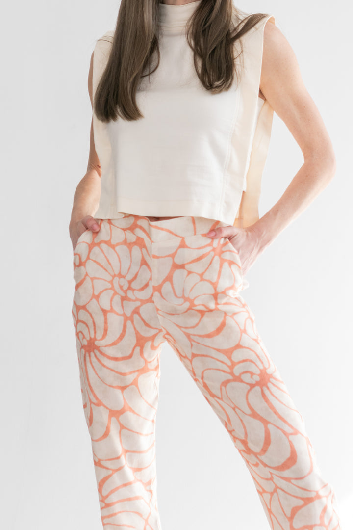 Amara Pants Coral Shell Print-PANTS-kindacollection-Kinda