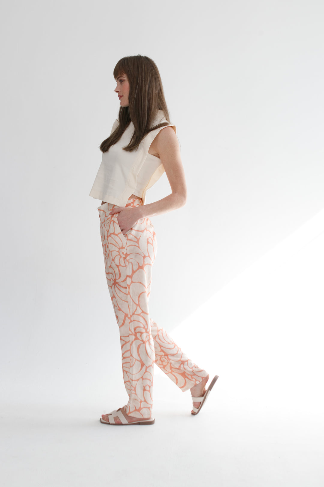Amara Pants Coral Shell Print-PANTS-kindacollection-Kinda