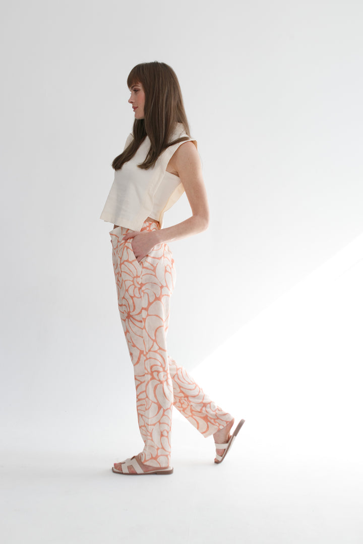 Amara Pants Coral Shell Print-PANTS-kindacollection-Kinda