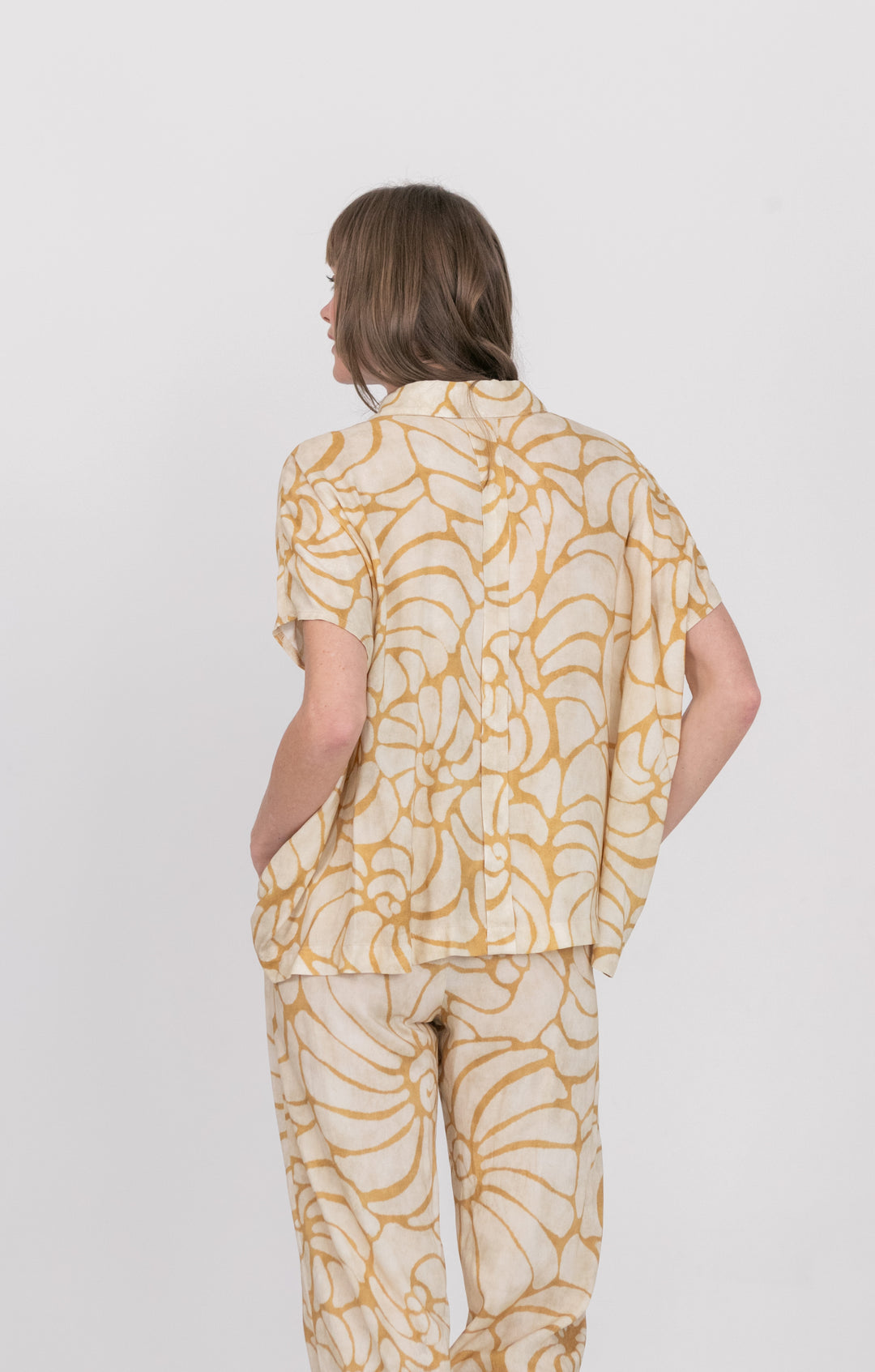 Mariam Shirt Sand Shell Print-PANTS-kindacollection-Kinda