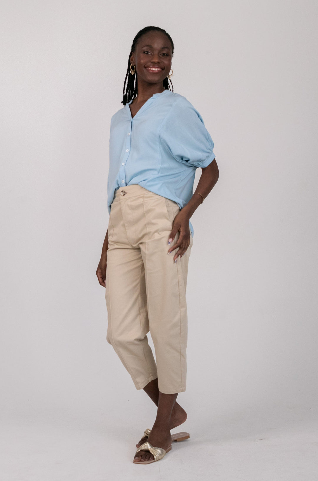 Gabi Blouse Cool Blue-TOPS-kindacollection-Kinda