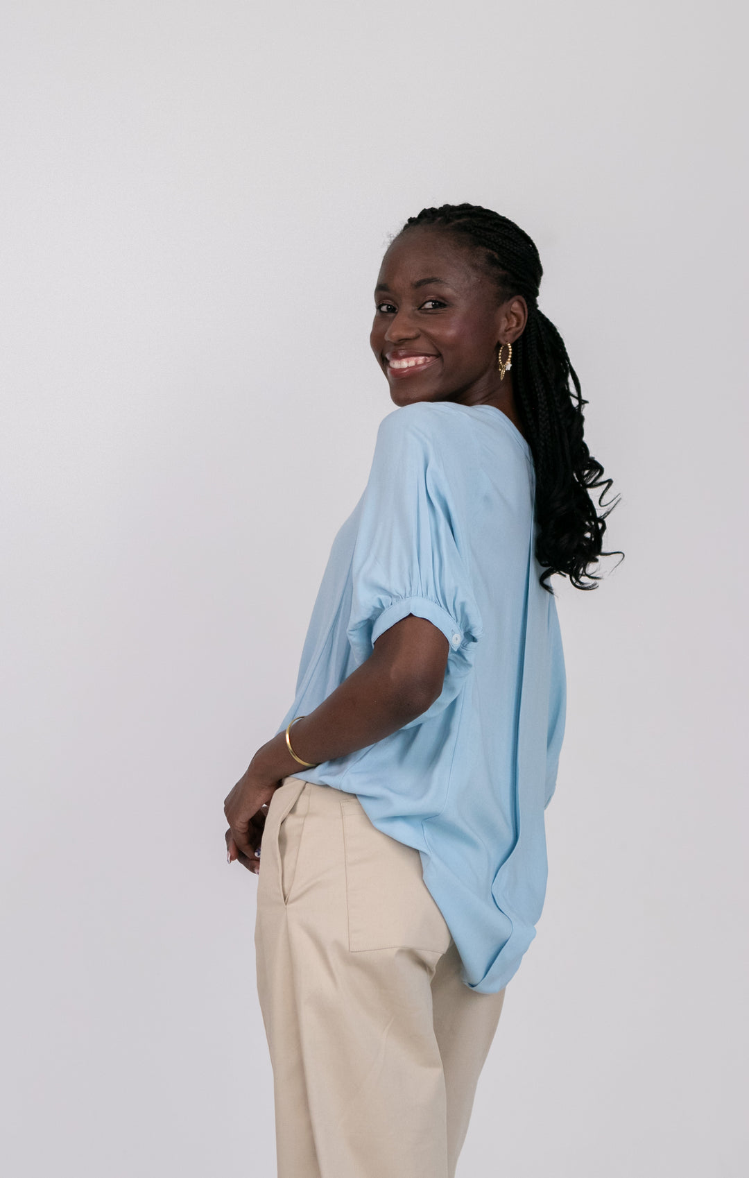 Gabi Blouse Cool Blue-TOPS-kindacollection-Kinda