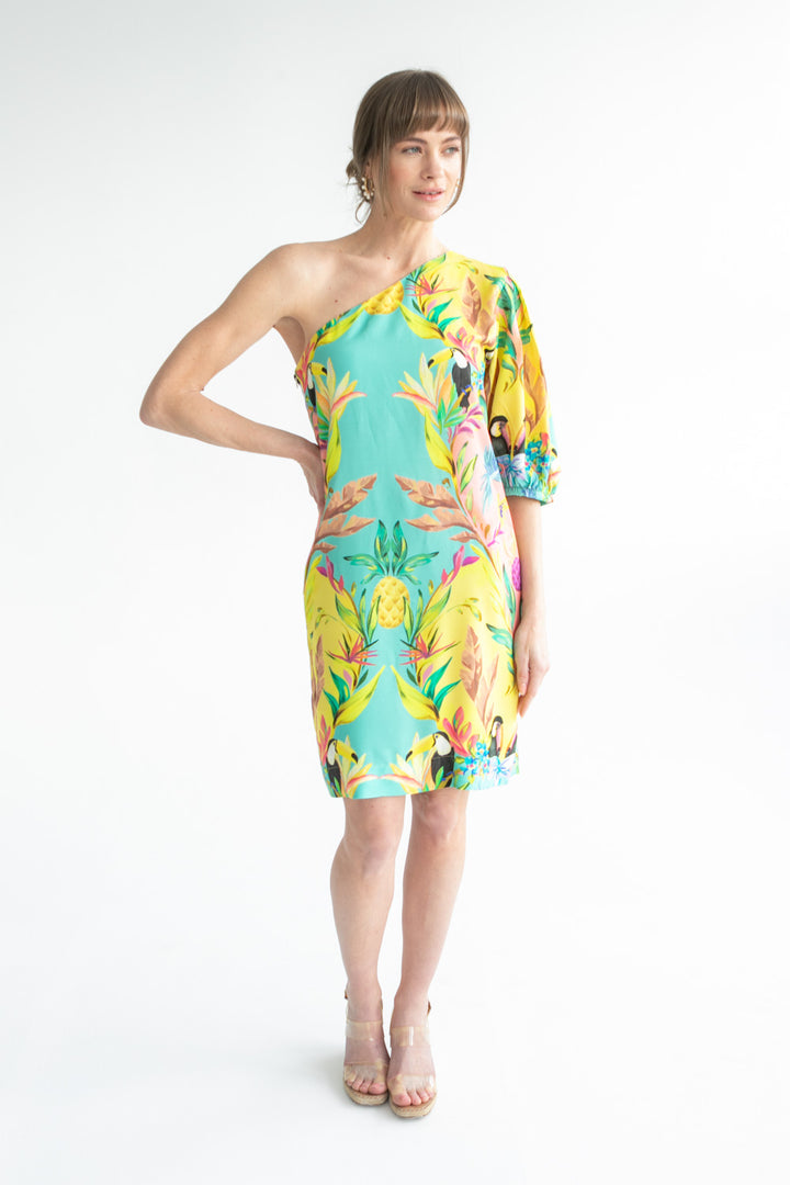 The Piper Dress Blue Toucan Print-DRESSES-kindacollection-Kinda