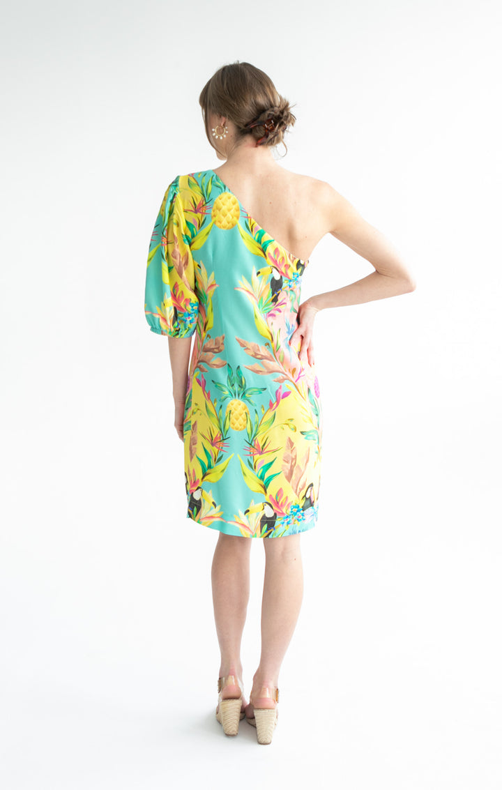 The Piper Dress Blue Toucan Print-DRESSES-kindacollection-Kinda