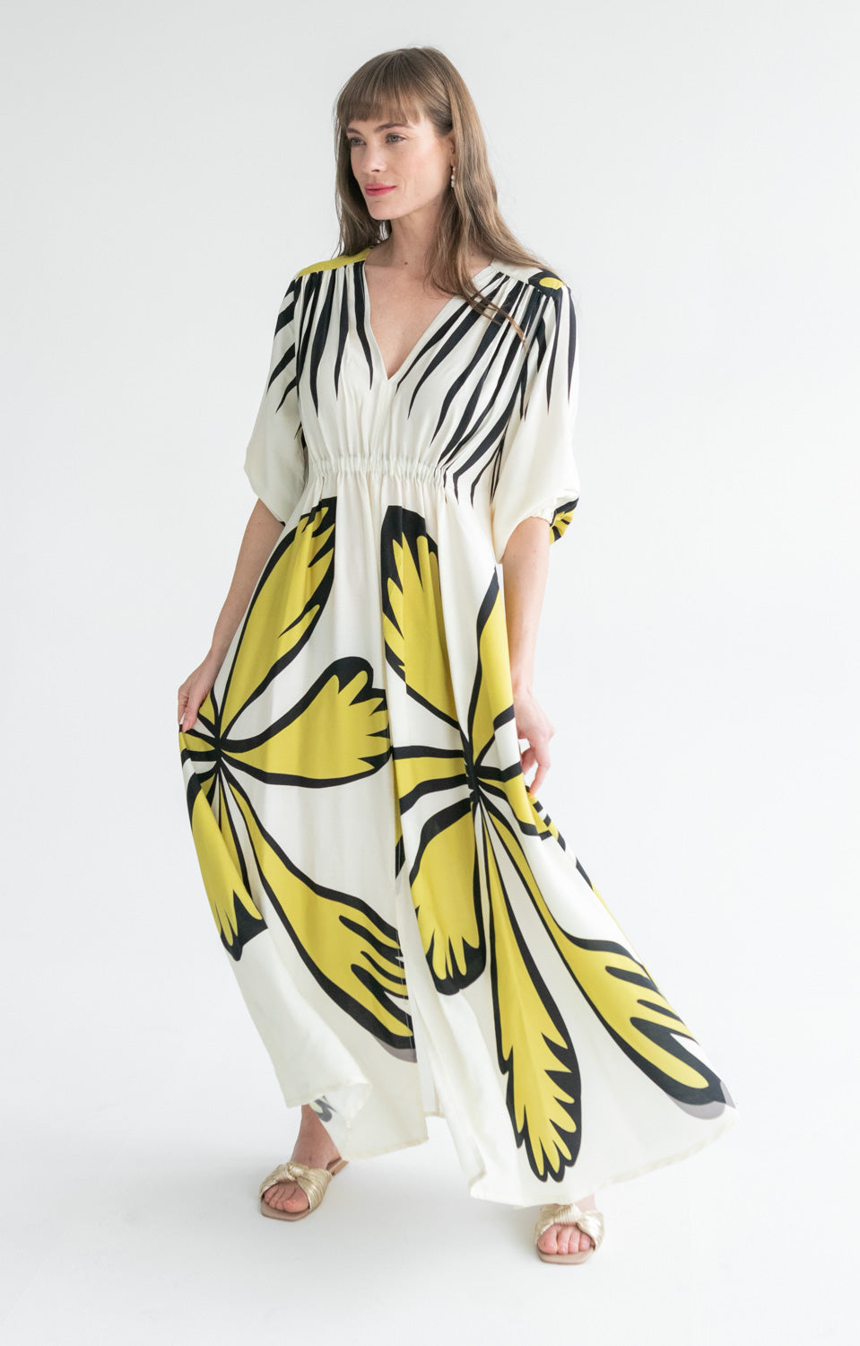 Arniston Dress Large Border Floral Print-DRESSES-Kinda-Kinda