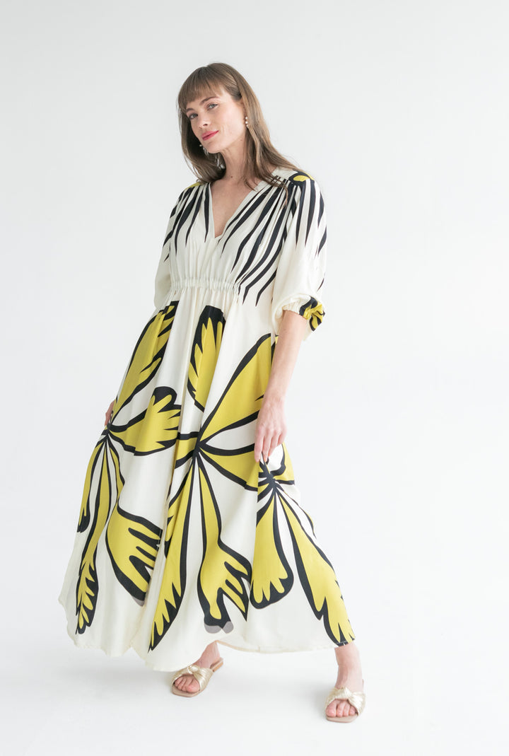 Arniston Dress Large Border Floral Print-DRESSES-Kinda-Kinda