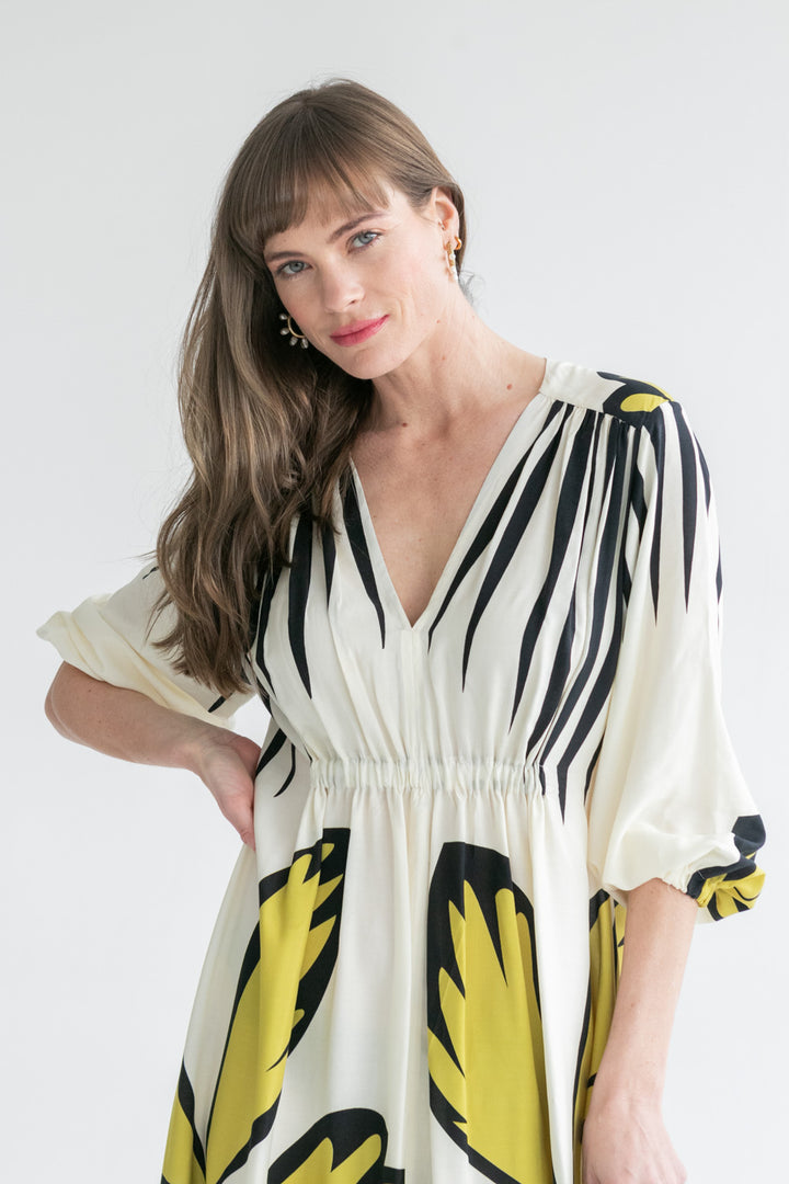 Arniston Dress Large Border Floral Print-DRESSES-Kinda-Kinda