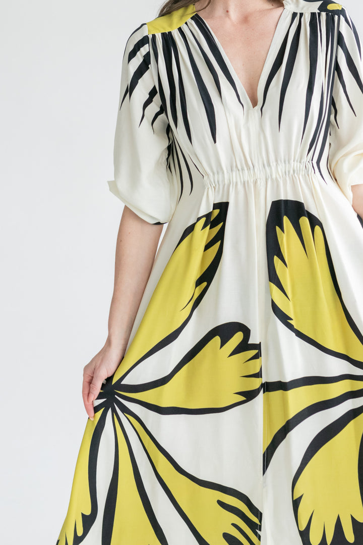 Arniston Dress Large Border Floral Print-DRESSES-Kinda-Kinda