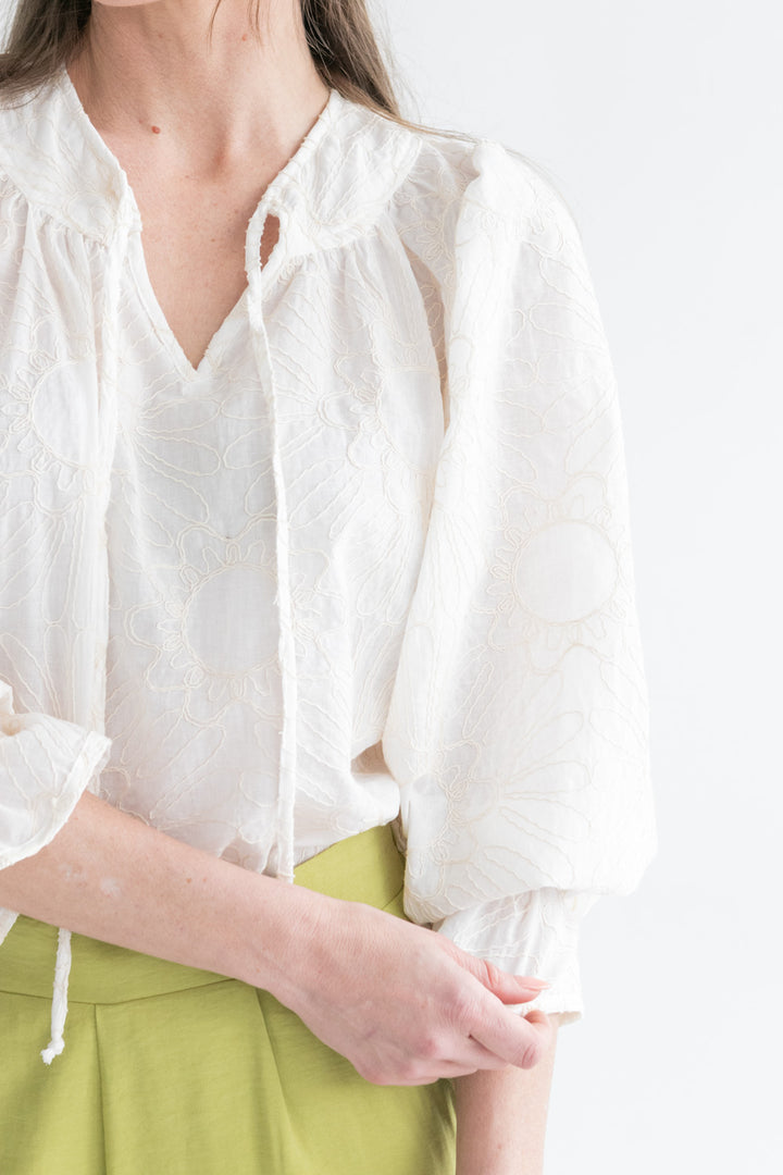 Bali Top Embroidered White Floral-TOPS-kindacollection-Kinda