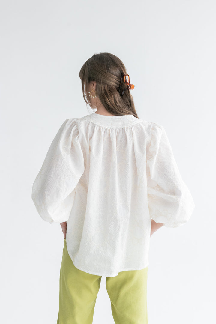 Bali Top Embroidered White Floral-TOPS-kindacollection-Kinda