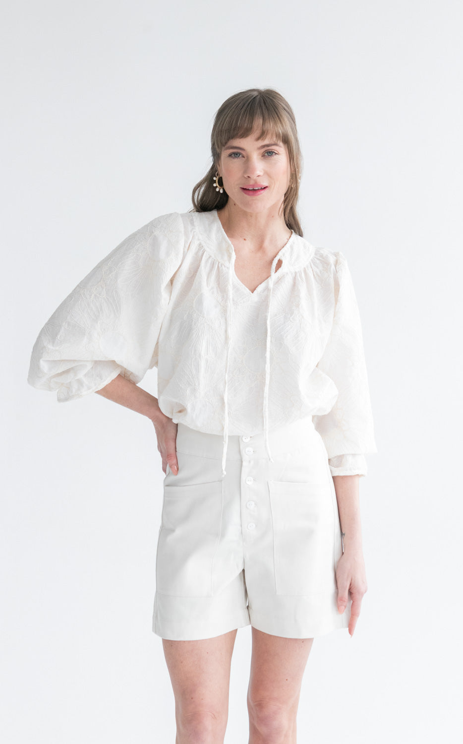 Bali Top Embroidered White Floral-TOPS-kindacollection-Kinda