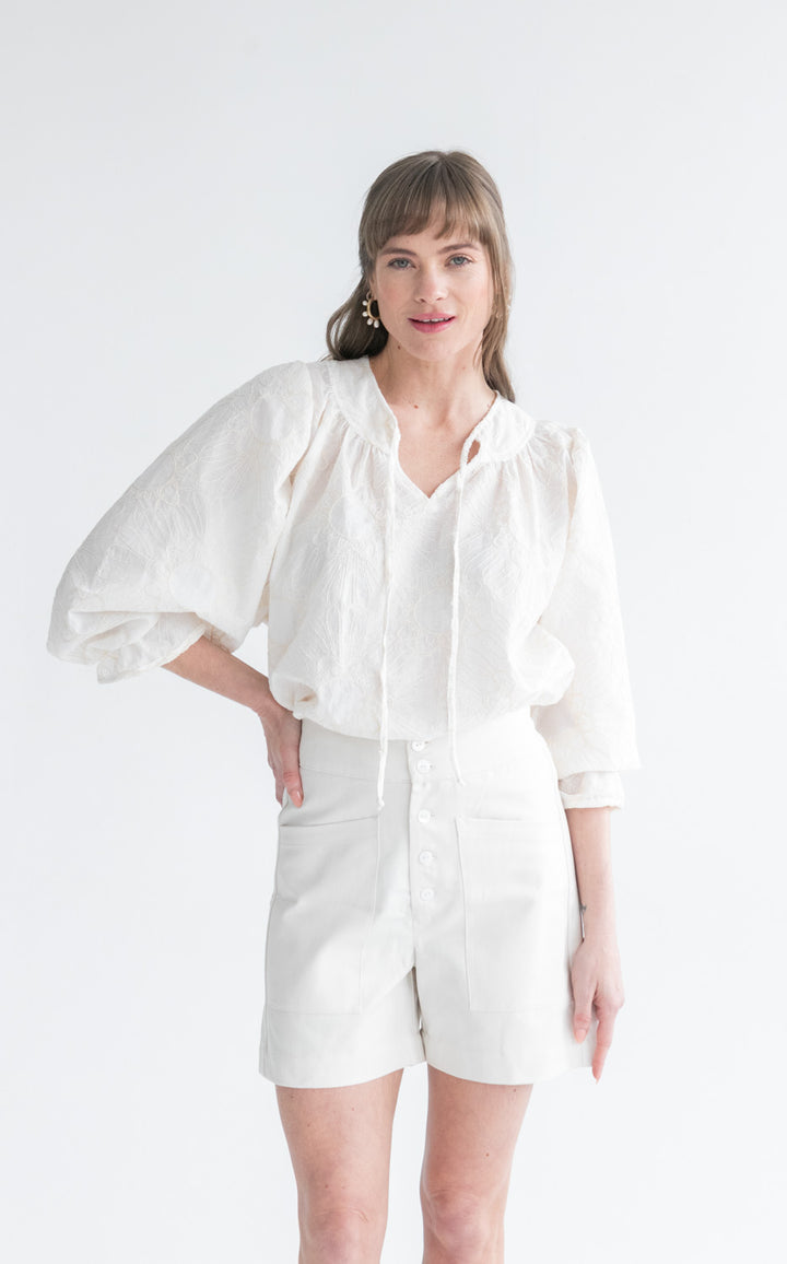 Bali Top Embroidered White Floral-TOPS-kindacollection-Kinda