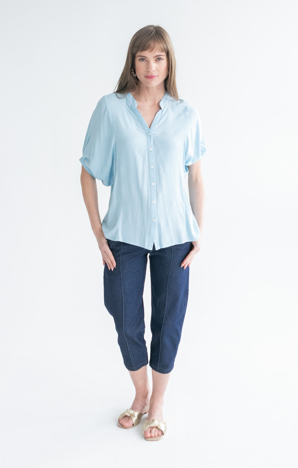 Gabi Blouse Cool Blue-TOPS-kindacollection-Kinda