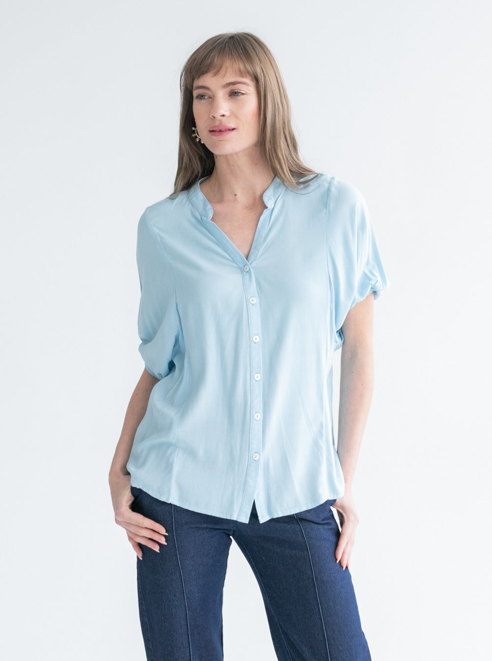 Gabi Blouse Cool Blue-TOPS-kindacollection-Kinda