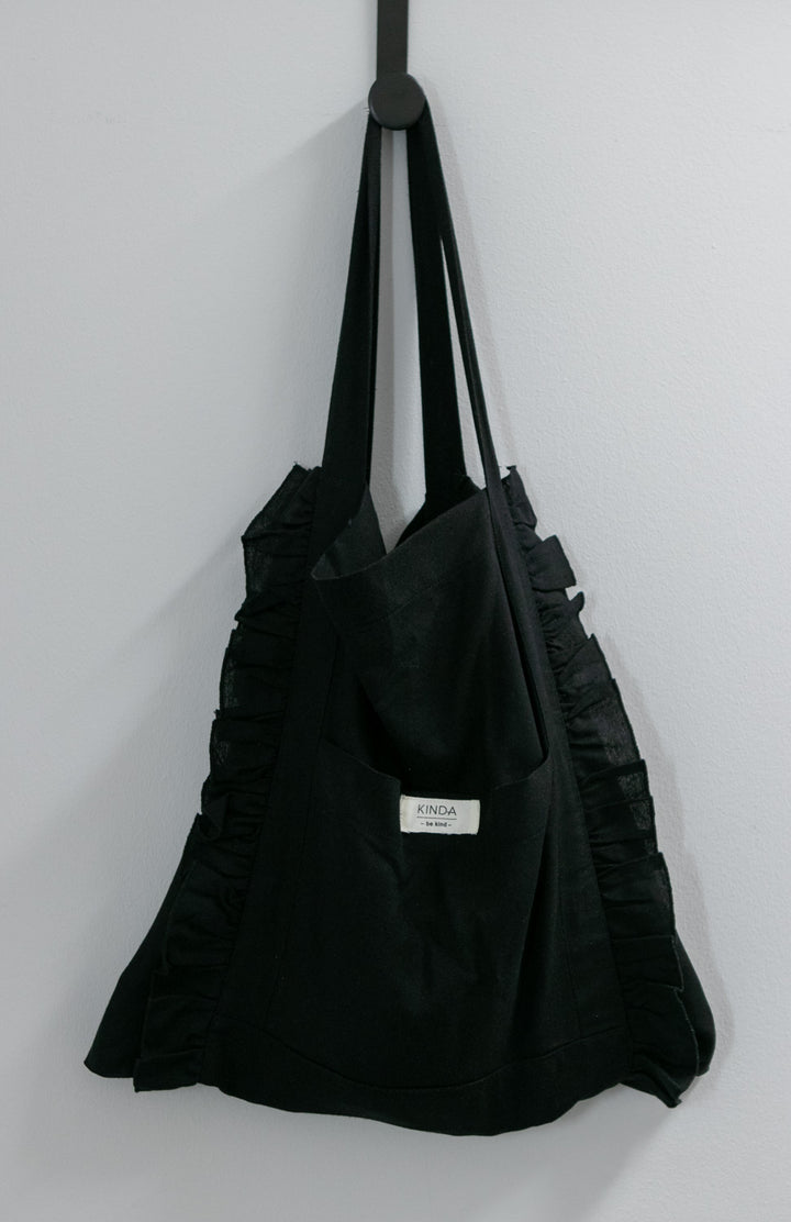 Dream Ruffle Bag Black-ACCESSORIES-kindacollection-Kinda