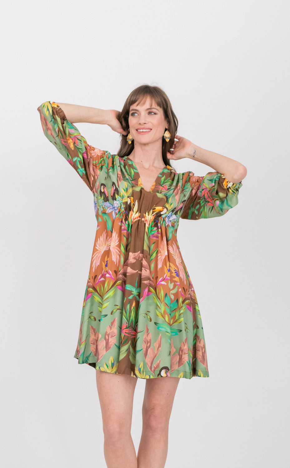 Arniston Short Dress Coco Toucan-DRESSES-Kinda-Kinda