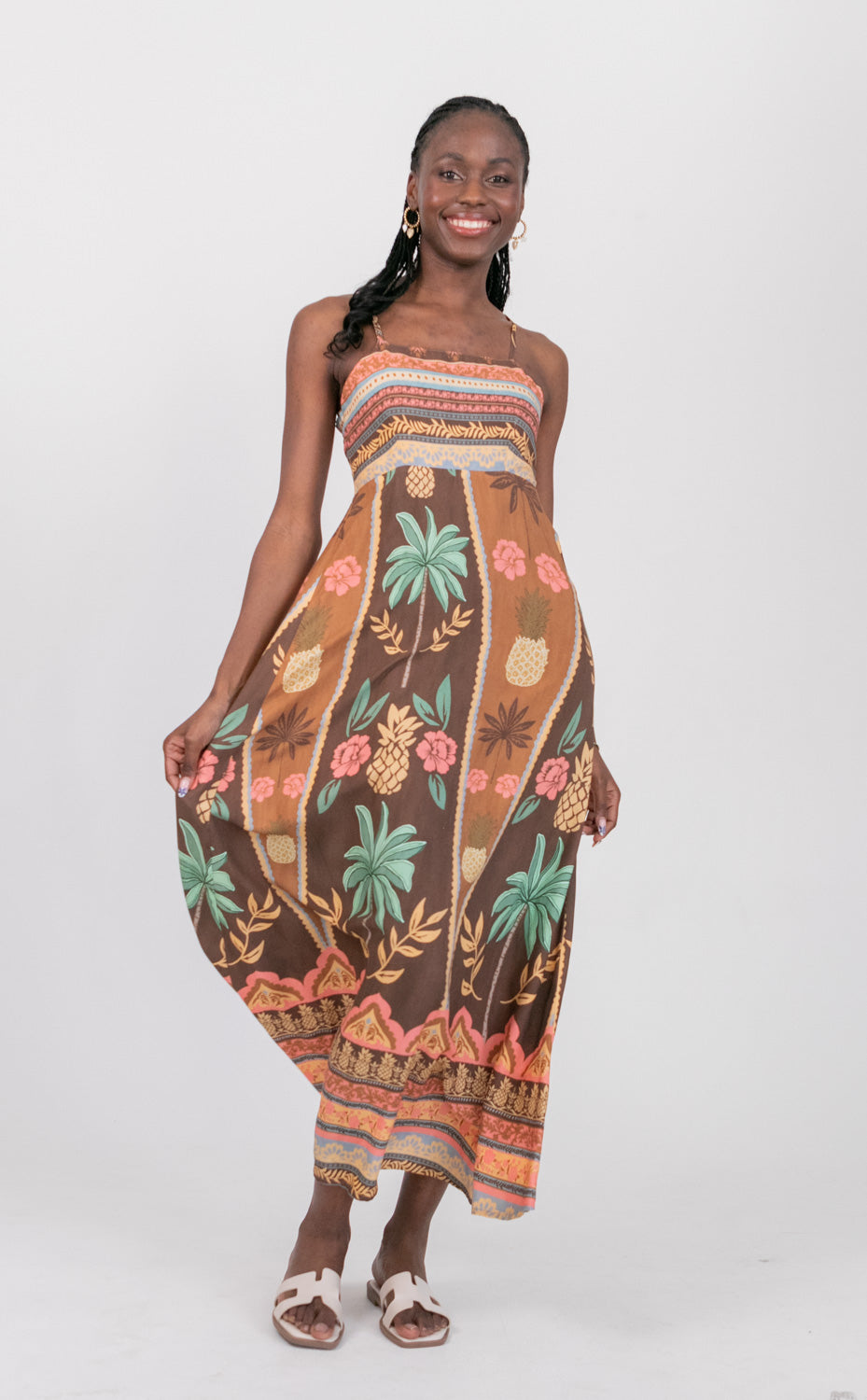 Calista Dress Coco Pineapple Print-DRESSES-kindacollection-Kinda