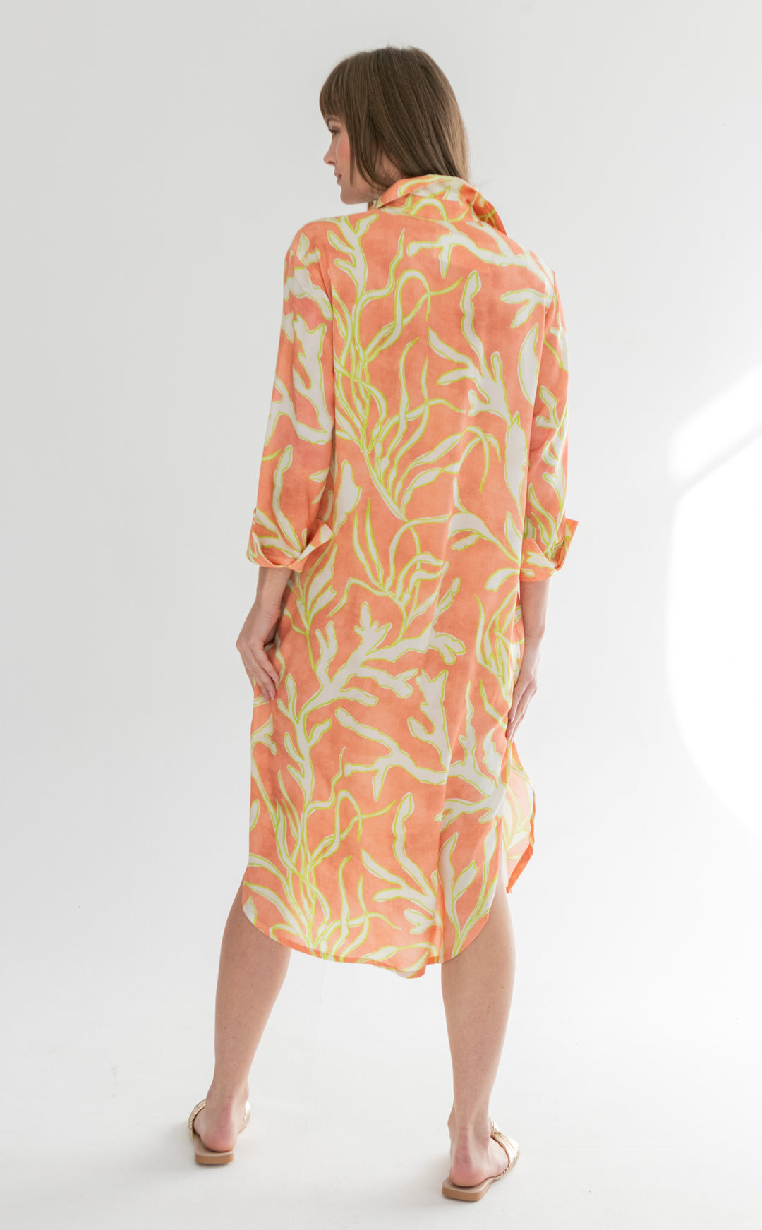 Evie Dress Lime Coral Print-DRESSES-kindacollection-Kinda