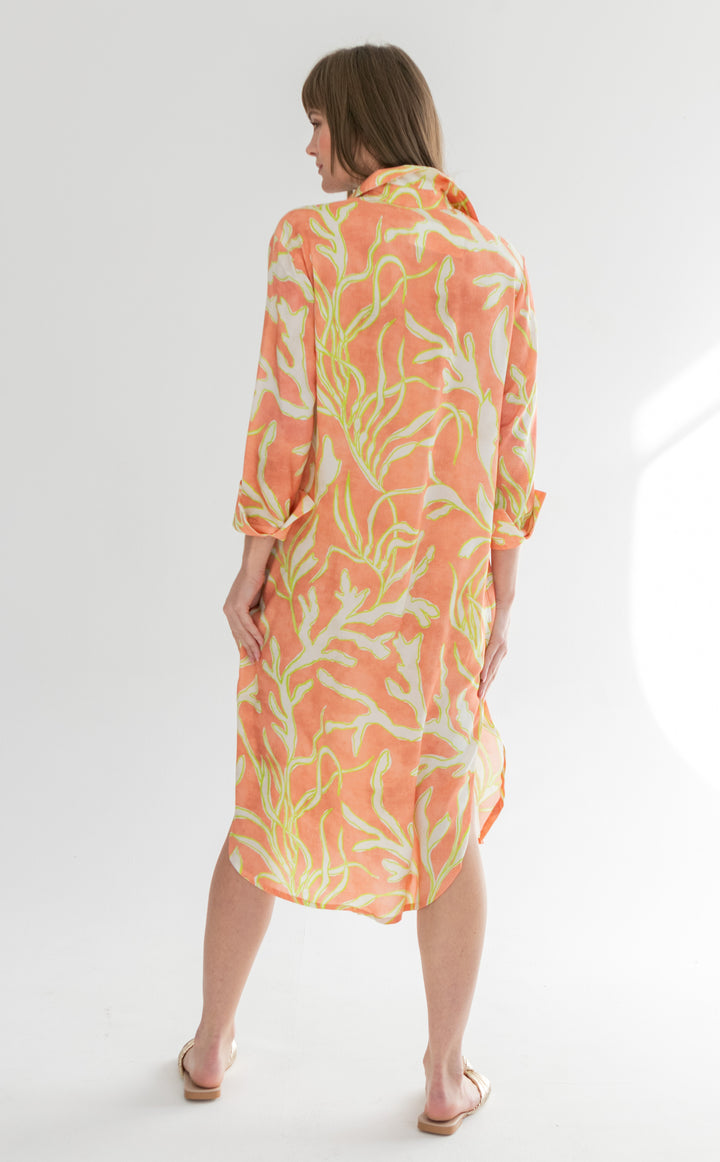 Evie Dress Lime Coral Print-DRESSES-kindacollection-Kinda