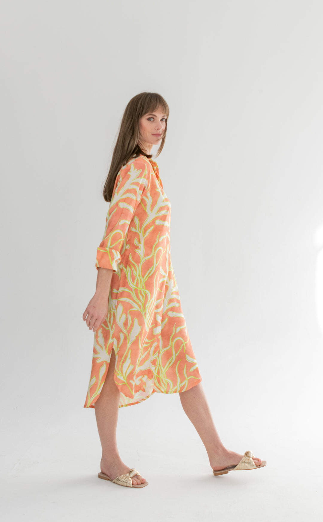 Evie Dress Lime Coral Print-DRESSES-kindacollection-Kinda