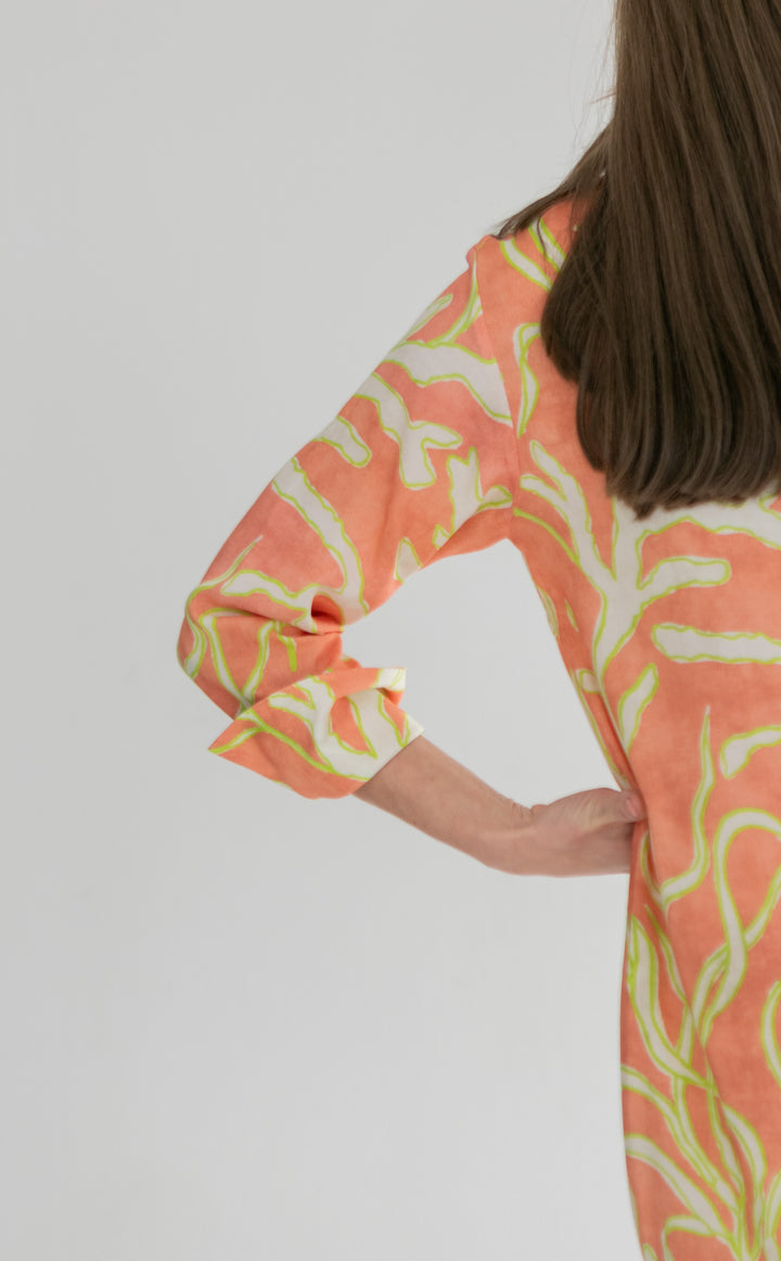 Evie Dress Lime Coral Print-DRESSES-kindacollection-Kinda