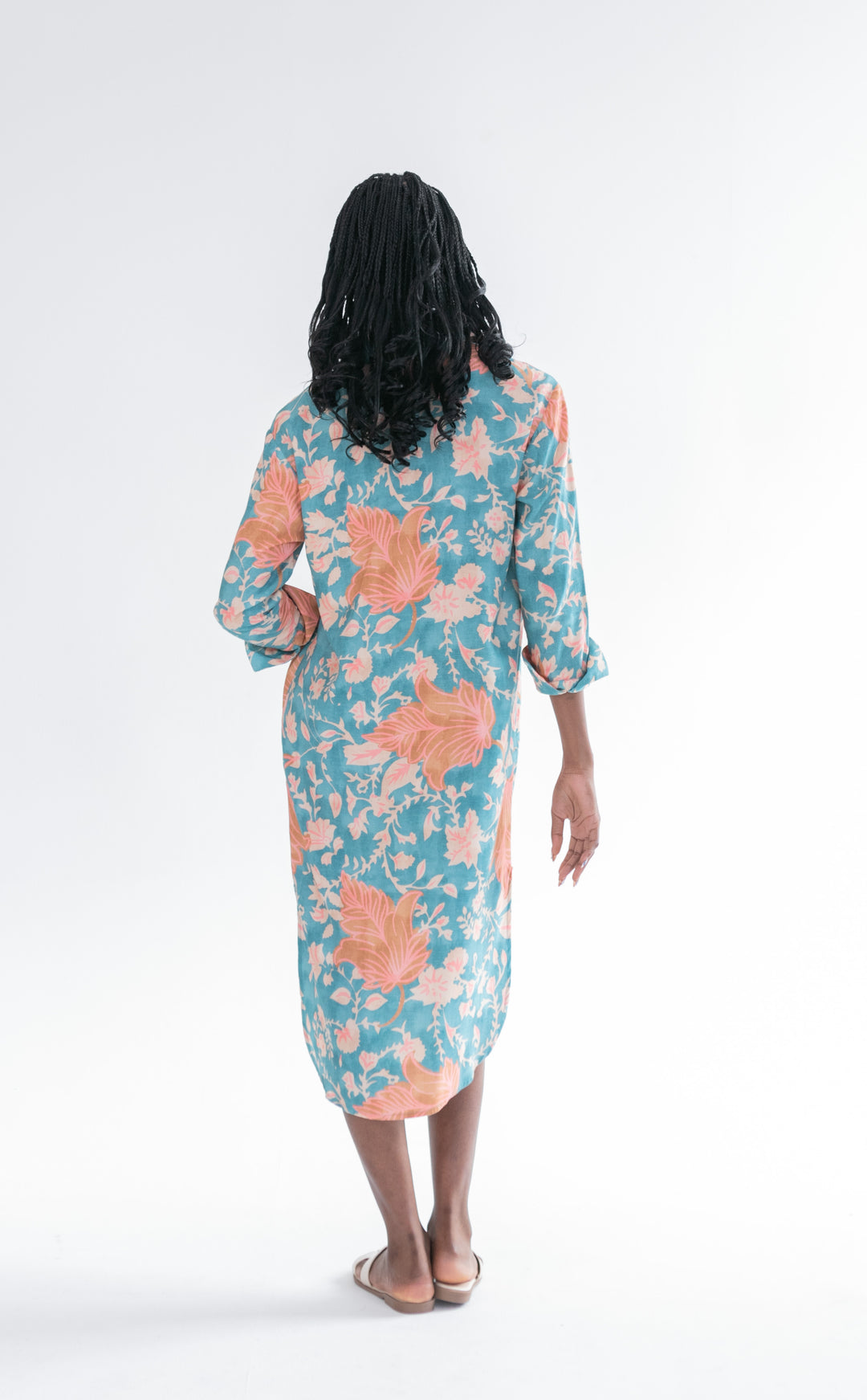 Evie Dress Blue & Pink Flower-DRESSES-kindacollection-Kinda