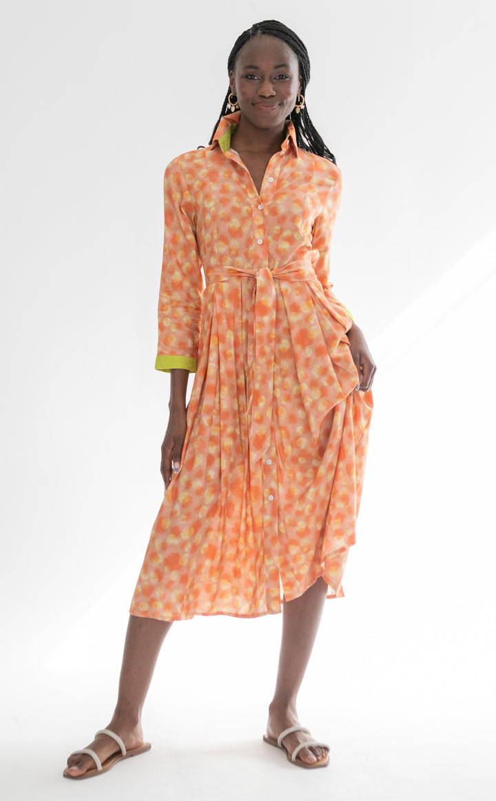 Delilah Dress Coral Animal Print-DRESSES-kindacollection-Kinda