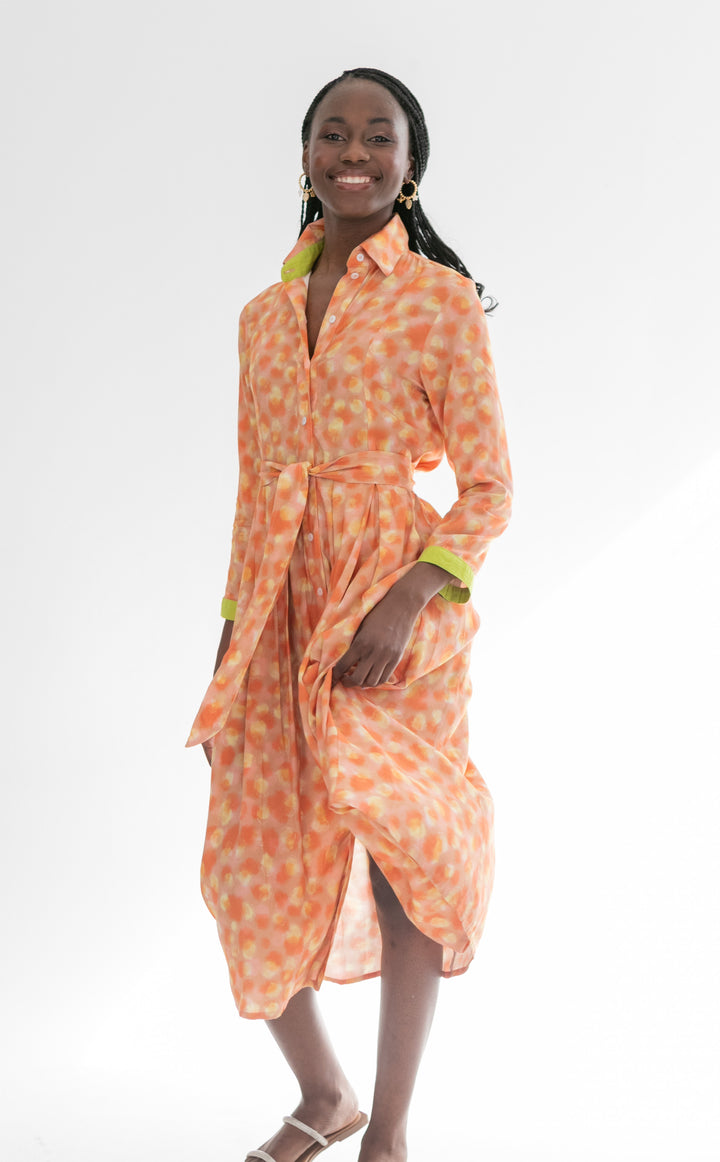 Delilah Dress Coral Animal Print-DRESSES-kindacollection-Kinda