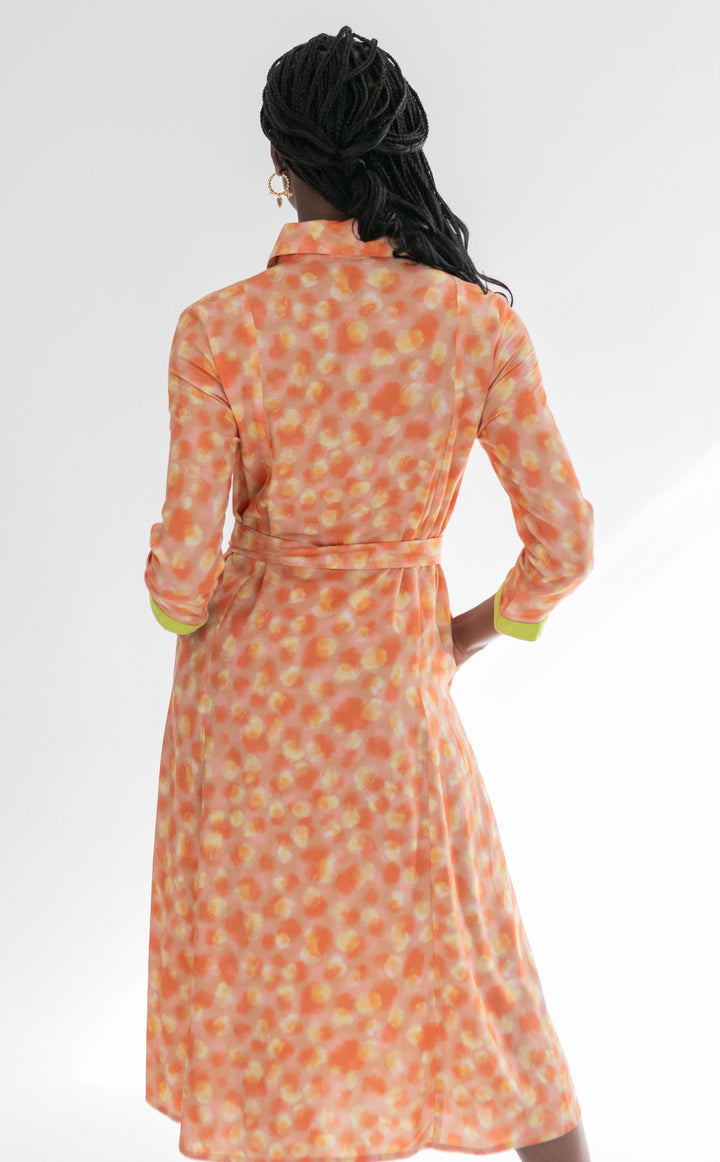 Delilah Dress Coral Animal Print-DRESSES-kindacollection-Kinda