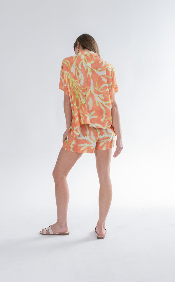 Mariam Shirt Lime Coral Print-TOPS-kindacollection-Kinda