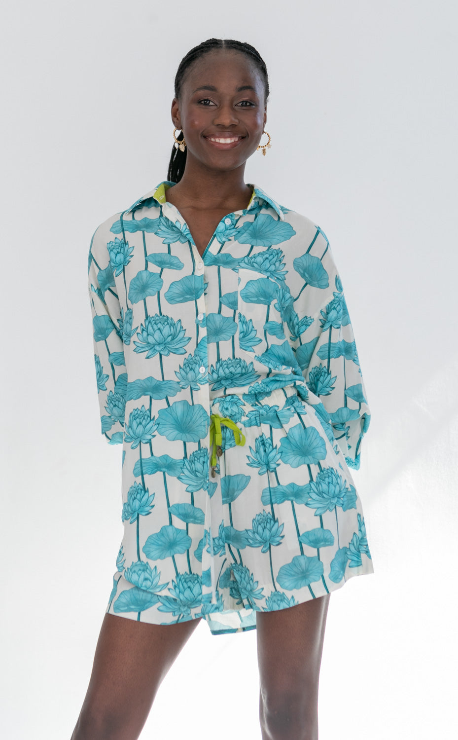 Charlotte Shirt Blue Lotus-TOPS-kindacollection-Kinda