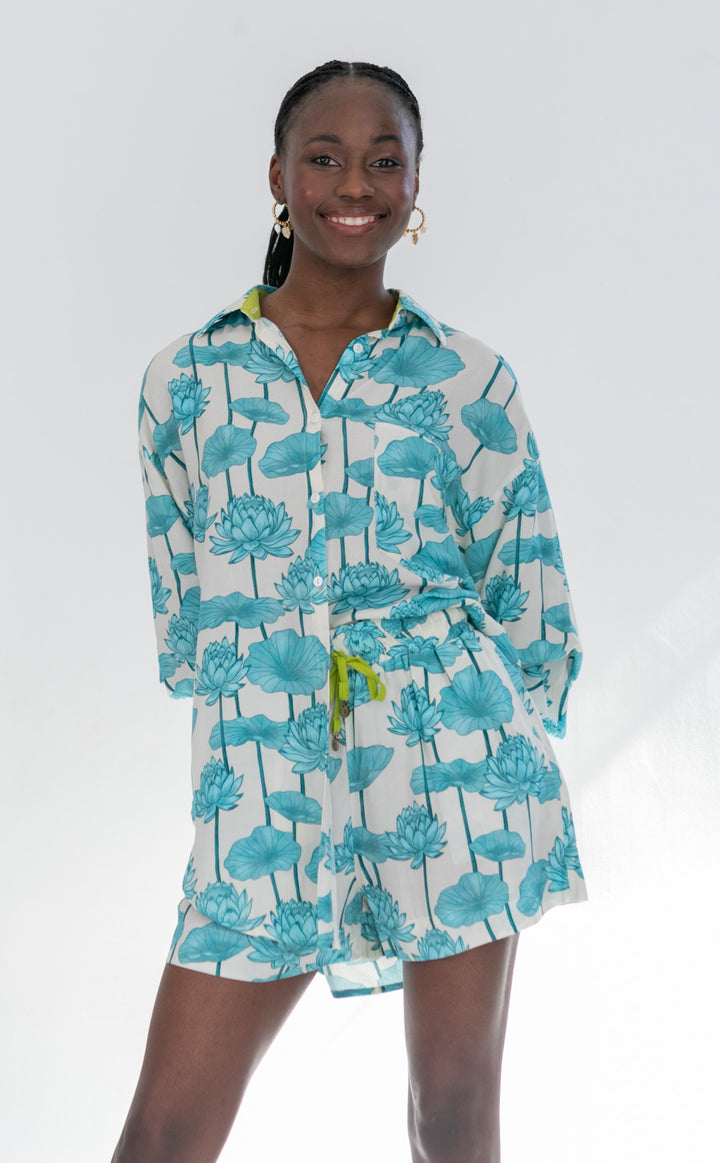 Charlotte Shirt Blue Lotus-TOPS-kindacollection-Kinda