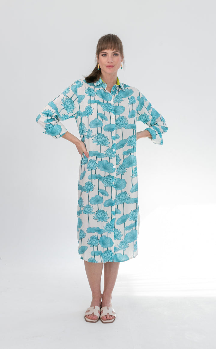 Evie Dress Blue Lotus-DRESSES-kindacollection-Kinda