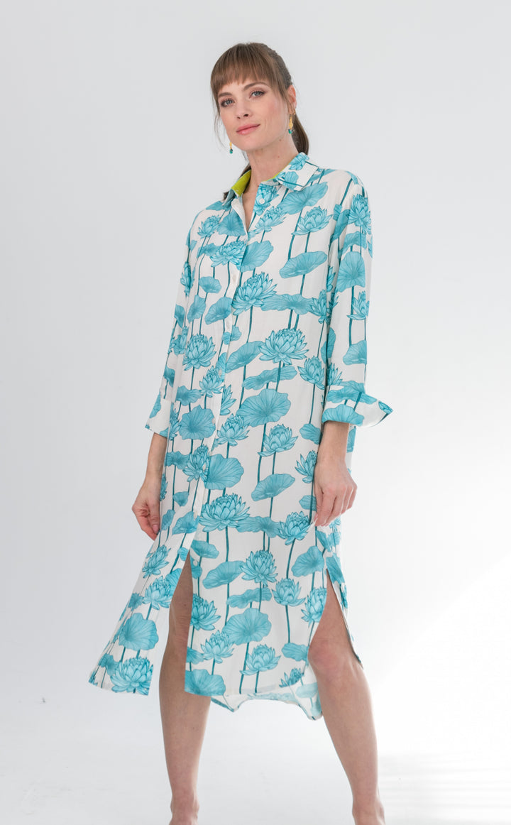 Evie Dress Blue Lotus-DRESSES-kindacollection-Kinda