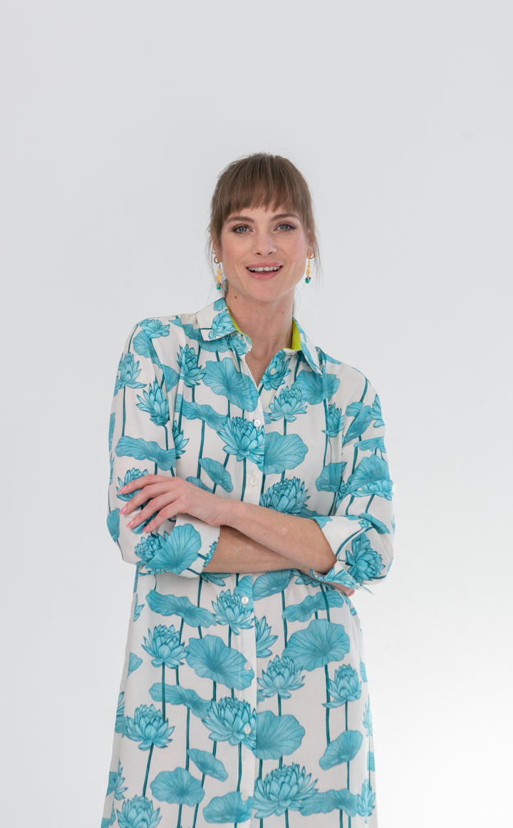 Evie Dress Blue Lotus-DRESSES-kindacollection-Kinda