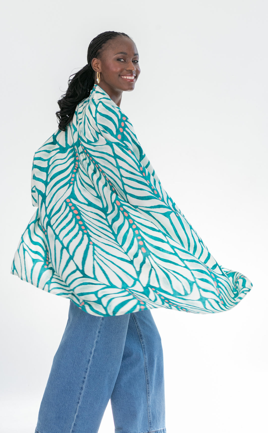 Corfu Kimono Blue & Pink Dot-TOPS-Kinda-Kinda