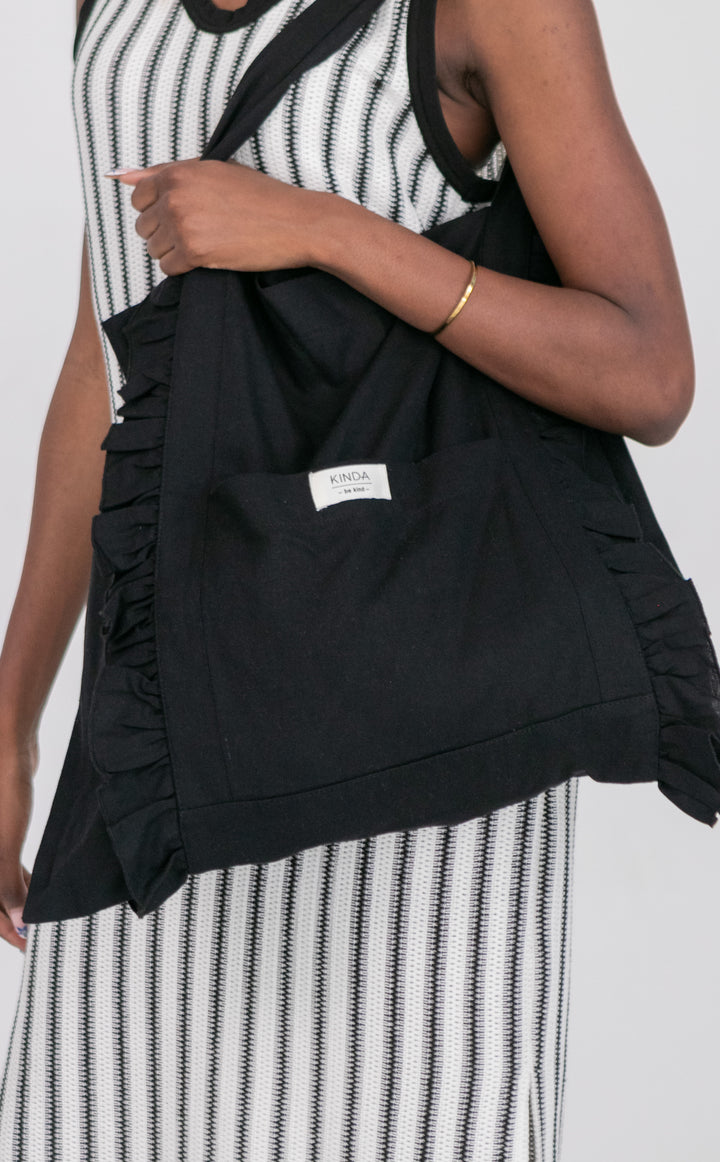 Dream Ruffle Bag Black-ACCESSORIES-kindacollection-Kinda
