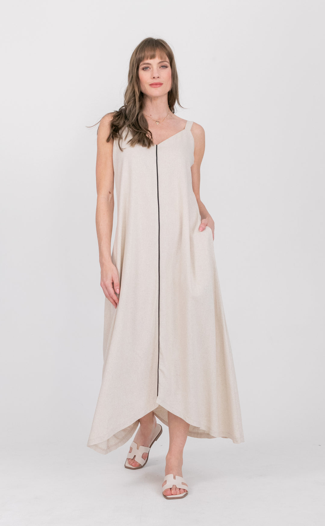 Phoebe Dress Natural-DRESSES-kindacollection-Kinda