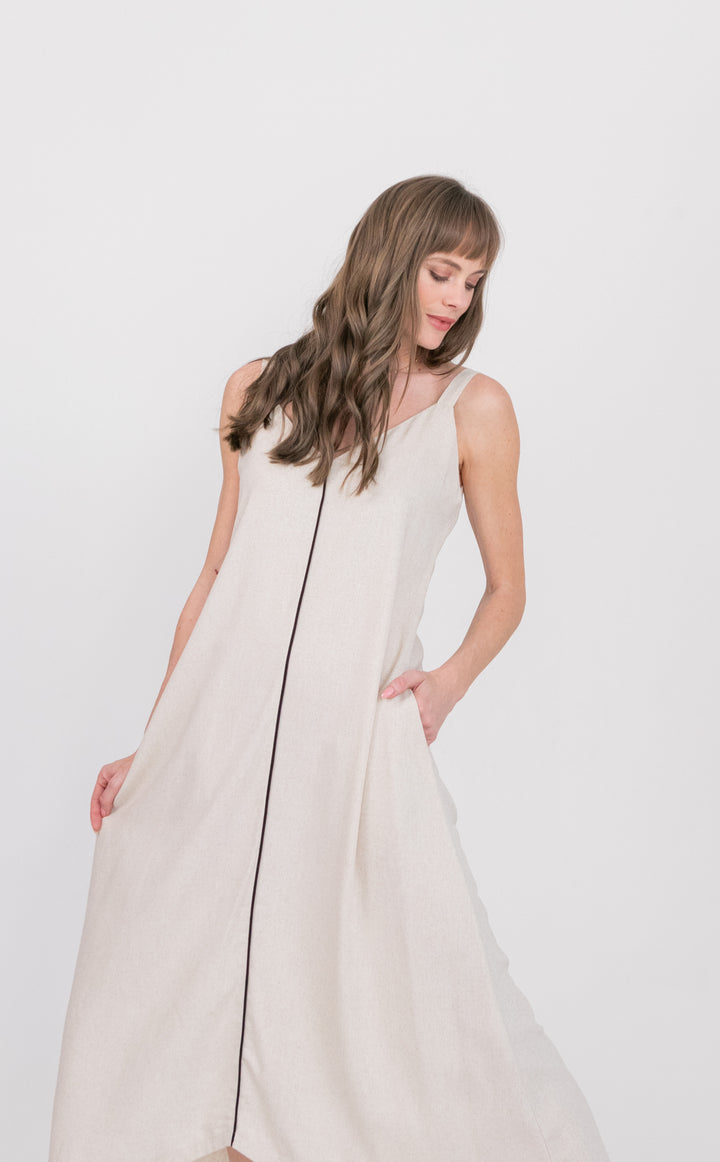 Phoebe Dress Natural-DRESSES-kindacollection-Kinda