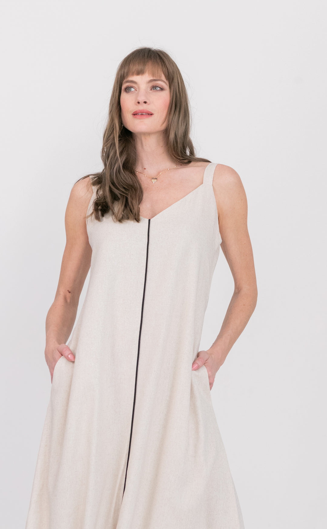 Phoebe Dress Natural-DRESSES-kindacollection-Kinda