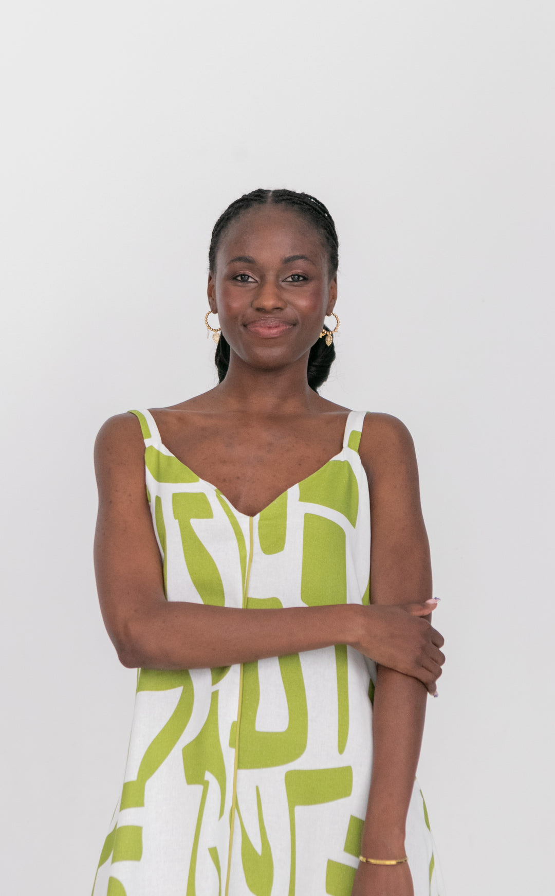 Phoebe Dress Green Geo Print-DRESSES-kindacollection-Kinda