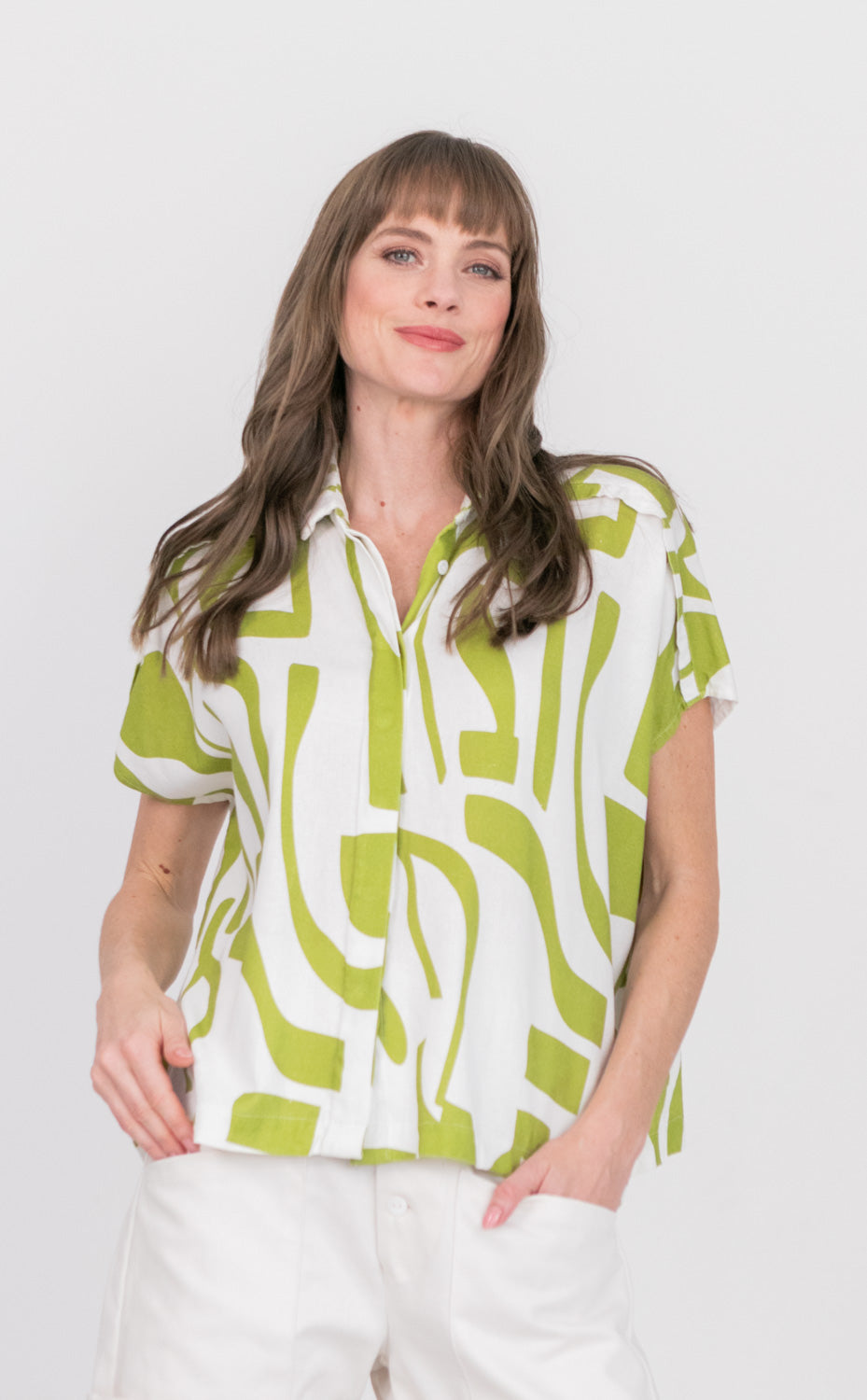 Mariam Shirt Green Geo-TOPS-kindacollection-Kinda